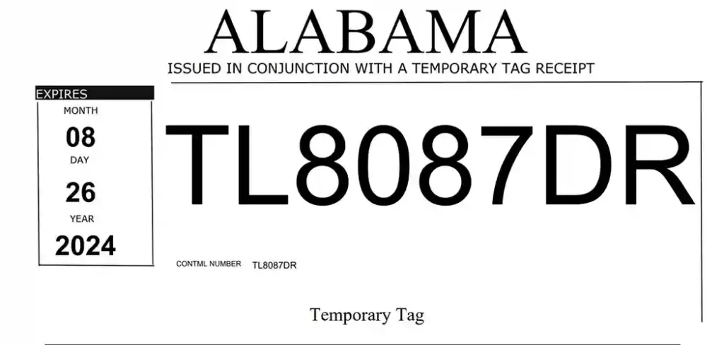 placas temporales en alabama 2024